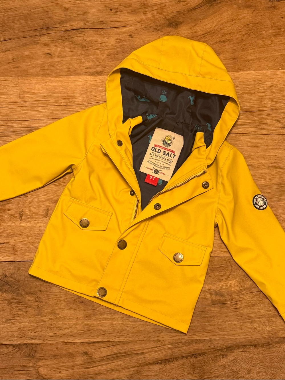 Kiel James Patrick Kids Old Salt Raincoat Toddler Yellow Hooded Rainjacket 2T